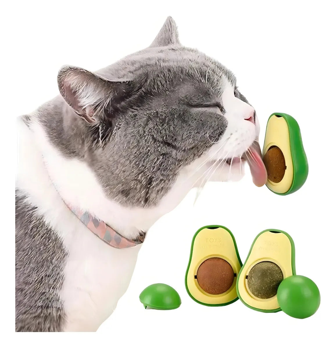Juguete interactivo de aguacate con hierba gatera para gatos 3X1