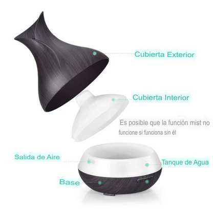 Lámpara Humidificadora de Madera Elegant