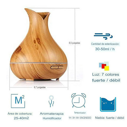 Lámpara Humidificadora de Madera Elegant