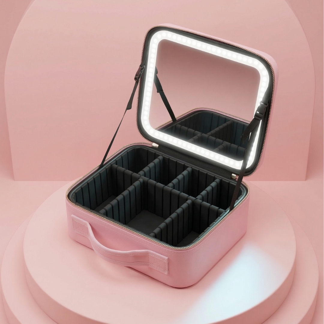 Cosmetiquero LED con Espejo Integrado y Luz — Organizador de Maquillaje
